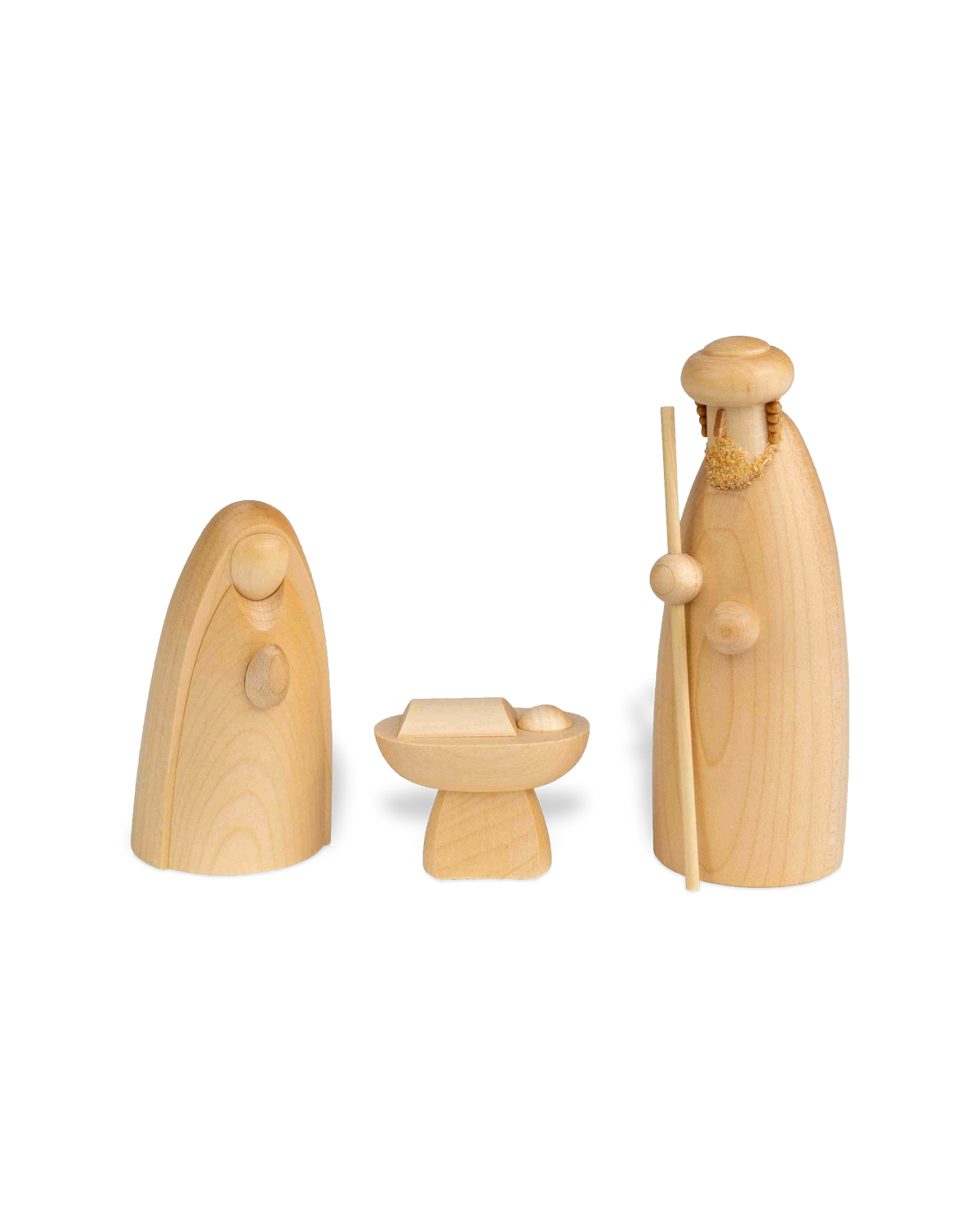 Krippenfiguren aus Naturholz "HEILIGE FAMILIE"