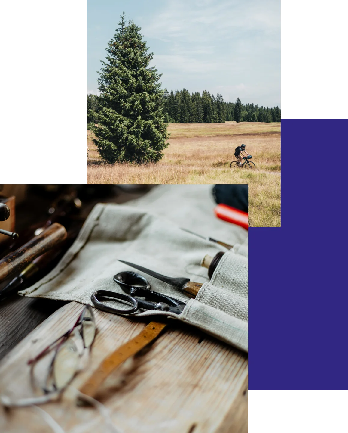 Collage Radfahren und Handwerk im Erzgebirge