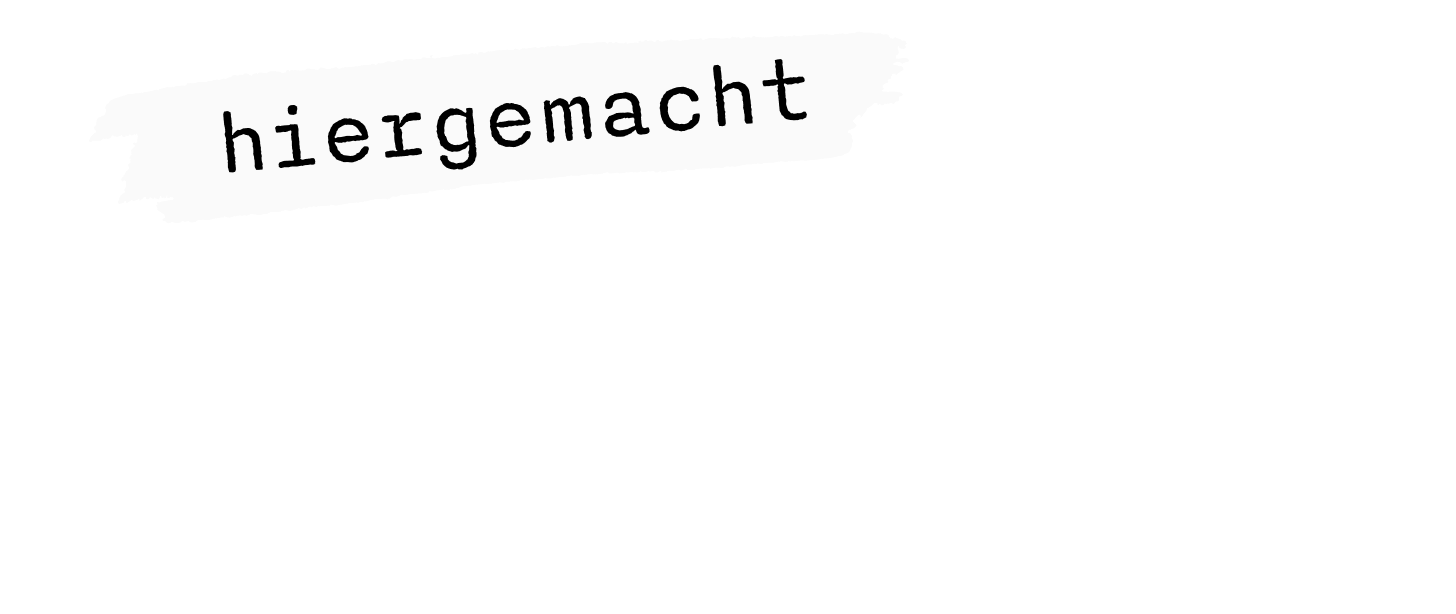 Schriftzug "hiergemacht öffnet bald!" auf transparentem Hintergrund